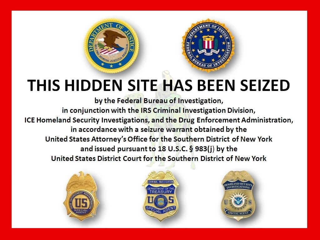 Aviso de incautación publicado por el FBI en el dominio de Silk Road tras su cierre en 2013